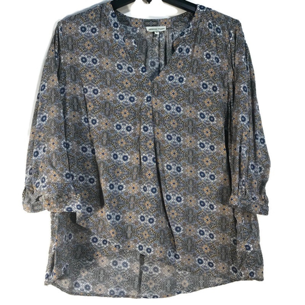 Adrienne Vittadini Blouse Floral Asymmetrical Top size 1X